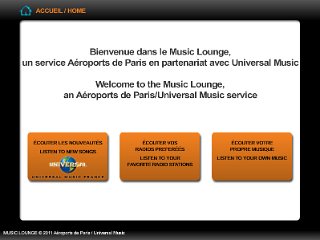 ADP_ecranAccueil Ecran d'accueil de l'application Music Lounge